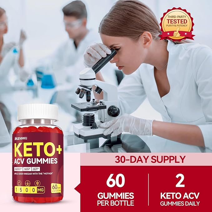Advanced Keto ACV Gummies – 1500mg Apple Cider Vinegar with Mother – Natural, Organic, Vegan, Gluten-Free ACV Keto Supplement for Metabolism, Detox & Energy Boost – Made in The USA, 3 Pack