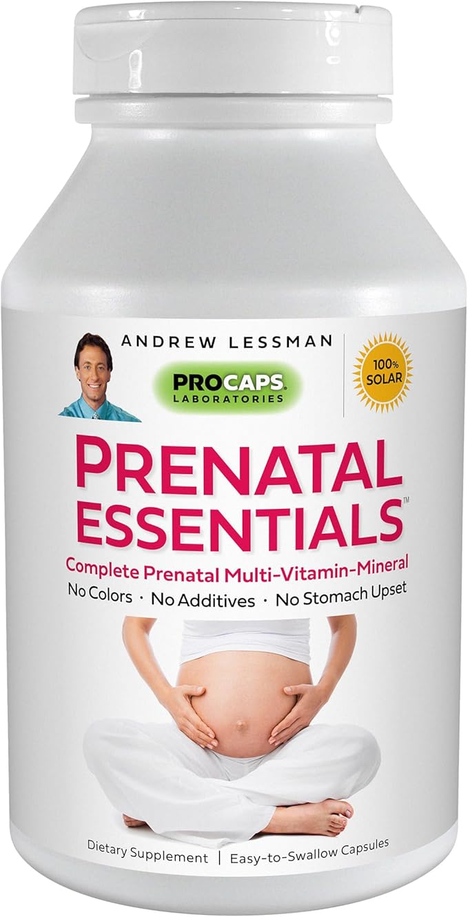 ANDREW LESSMAN Prenatal Essentials 180 Capsules - Complete Prenatal Vitamins for Women, No Additives Prenatal Multivitamin, Nutrients for Womens Prenatal & Postnatal - Methylfolate Prenatal with Iron