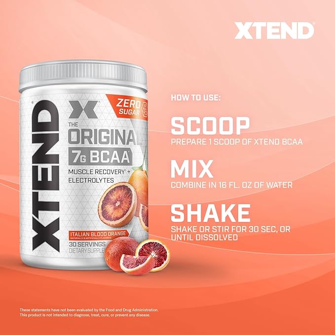 Xtend XTEND Original BCAA Powder 7g BCAA and 2.5g L-Glutamine, Sugar Free Post Workout Muscle Recovery Drink with Amino Acids for Men & Women, 30 Servings