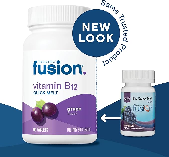 Bariatric Fusion Vitamin B12 Quick Melt | Grape Flavored Tablets | Dissolves On Your Tongue | Post Bariatric Surgery Patients | Gluten, Dairy & Soy Free | 90 Count