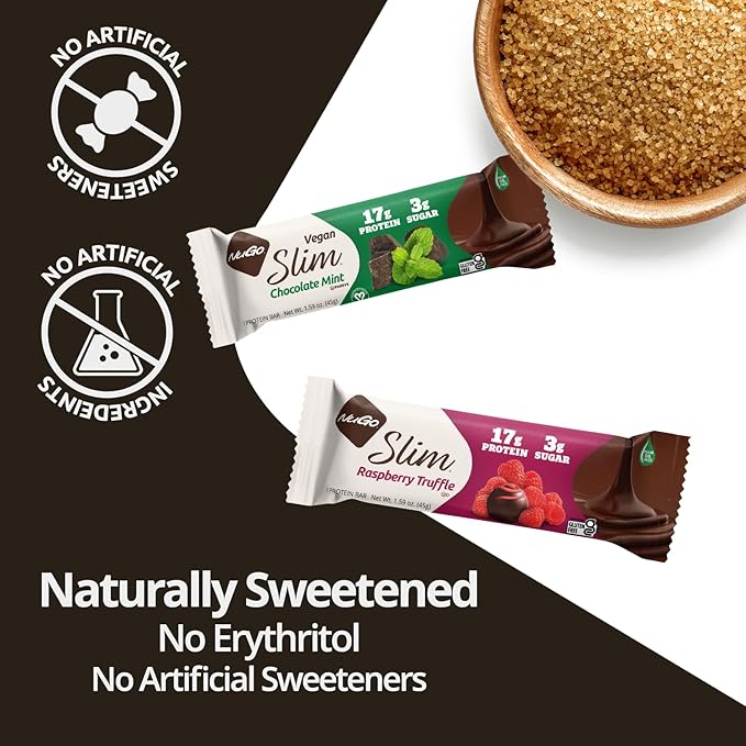 Nugo Slim Dark Chocolate Mint, 18g Vegan Protein, 3g Sugar, 6g Fiber, Low Net Carb, Keto Friendly, Gluten Free, 24 Count