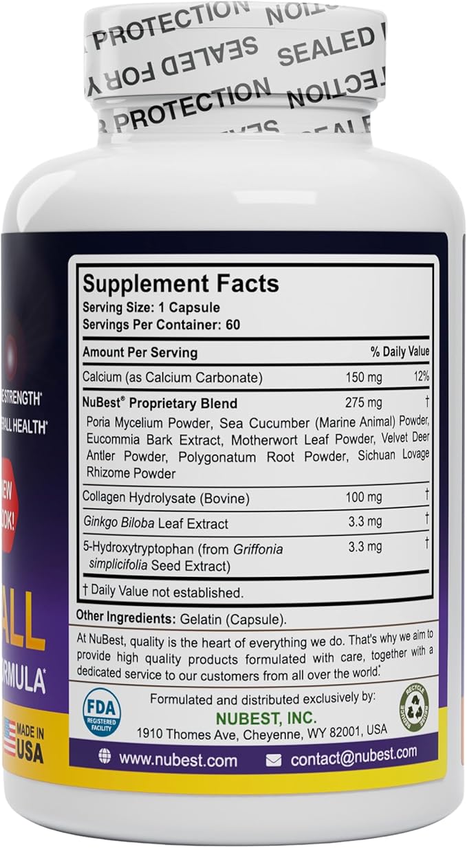 NuBest Tall - Calcium Supplement - Magnesium Supplement for Bones, Teeth - Support Bone Strength, Enhanced Immunity for Ages 5+ with Vitamin D3, Vitamin K2 and Blended Herbs - 60 Capsules
