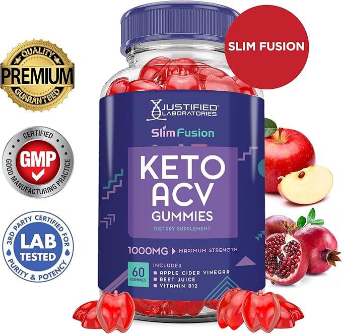 (2 Pack) Slim Fusion Keto ACV Gummies Advanced 1000MG Slimfusion Keto Gummies Formula Apple Cider Vinegar Formulated with Pomegranate Beet Juice Powder B12 Vegan Non GMO 120 Gummys