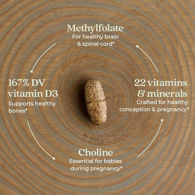 New Chapter Prenatal Vitamins, One Daily Prenatal Multivitamin with Methylfolate + Choline for Healthy Mom & Baby, Gluten Free & Non-GMO, 30 Count