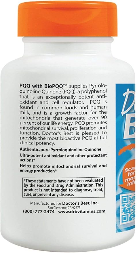 Doctor's Best PQQ with BioPQQ, Non-GMO, Vegan, Gluten & Soy Free, 20 mg, 30 Count