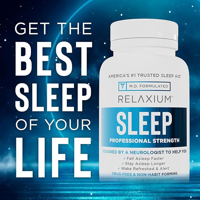 Relaxium Sleep Aid (New and Improved), Dietary Supplement, Non-Habit Forming, Supports Longer and Better Sleep, 60 Capsules, 30-Day Supply