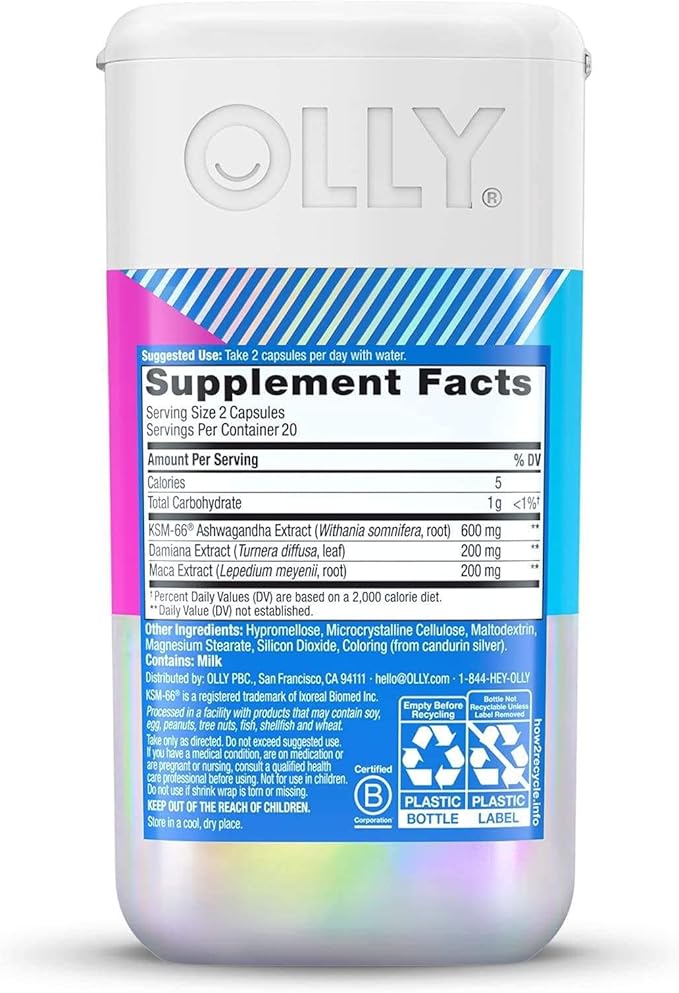 OLLY Lovin Libido Capsules, Boost Desire With Ashwagandha, Maca & Damiana, Vegetarian, Supplement for Women, 20 Day Supply (40 Count)