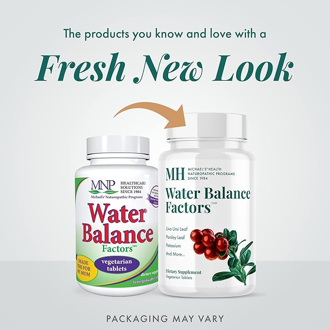MICHAEL'S Health Naturopathic Programs Water Balance Factors - 90 Vegetarian Tablets - Helps Balance Fluid Levels - with Potassium & Vitamin B6 - Gluten Free, Kosher - 30 Servings