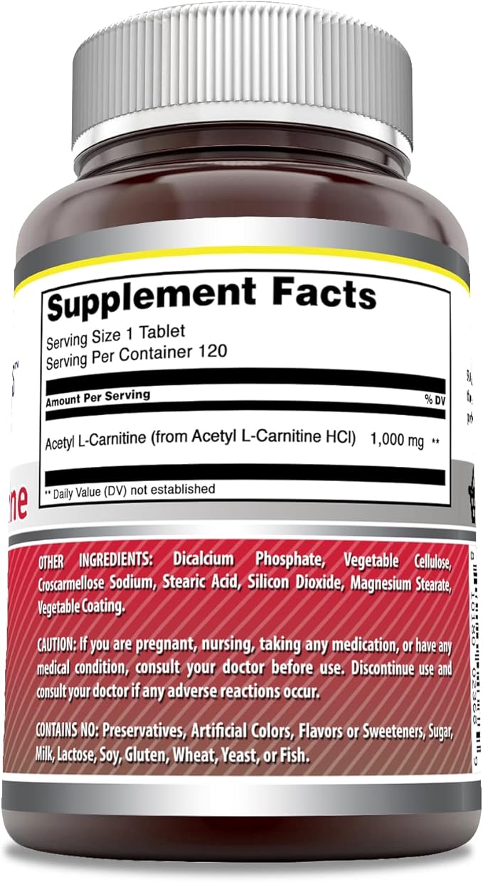 Amazing Formulas Acetyl L-Carnitine Supplement | 1000 Mg Per Serving | 120 Tablets Supplement | Non-GMO | Gluten Free | Made in USA