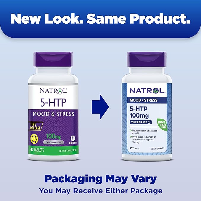 Natrol 5-HTP 100mg, Dietary Supplement Helps Support a Balanced Mood, 90 Time Release Tablets, 22-45 Day Supply