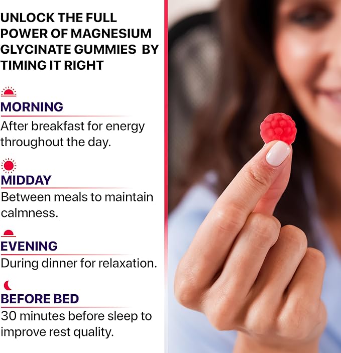 Magnesium Glycinate Gummies for Adults, Chewable Magnesium Gummy with Magnesium Glycinate 400mg, Malate 200mg, B6, Holy Basil - Magnesium Glycinate for Sleep Support - Sugar Free and Vegan