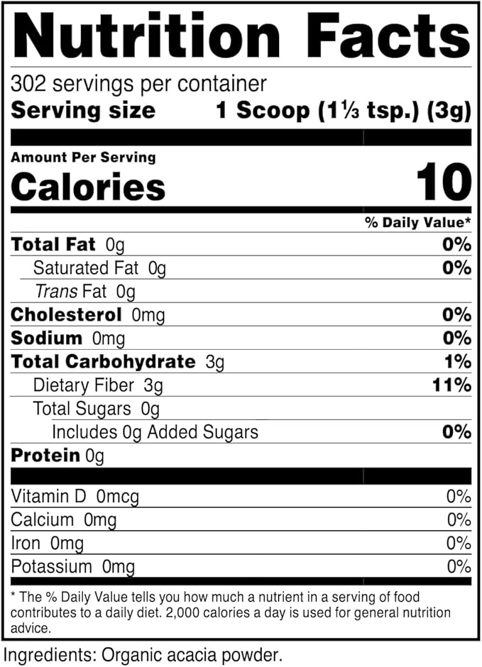 Nutricost Organic Acacia Fiber Powder (2 LB) - USDA Certified Organic, Non-GMO, Gluten Free