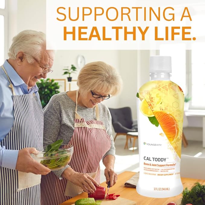 Youngevity CAL Toddy - Calcium (Citrate, Phosphate) Magnesium 1,200mg/600mg - Vitamins D-3, Zinc, Copper, Potassium, Boron and 70+ Trace Mineral Cofactors - Supports Bone Health - 32 Fl Oz (Pack of 4)
