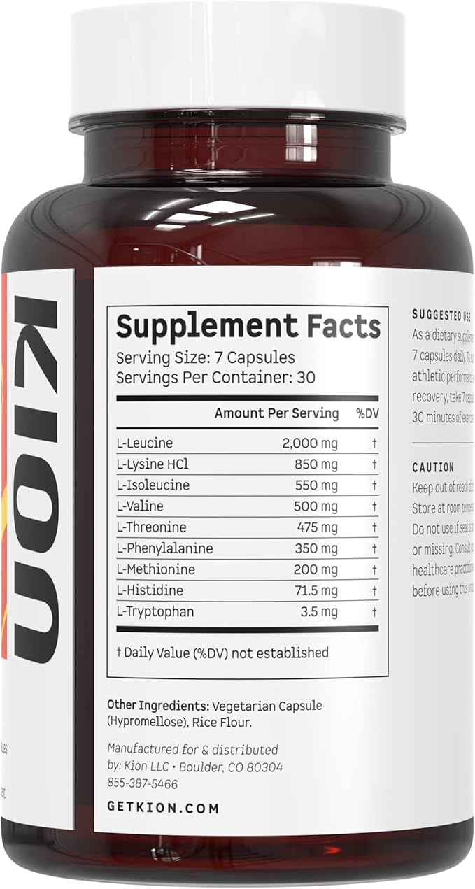 Kion Aminos Essential Amino Acids Capsules | The Building Blocks for Muscle Recovery, Reduced Cravings, Better Cognition, Immunity, and More | 30 Servings