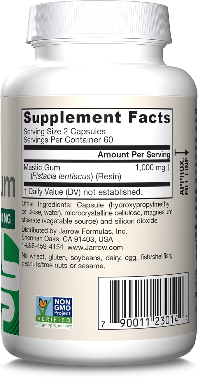 Jarrow Formulas Mastic Gum 1000 mg, Dietary Supplement for Gastrointestinal Health Support, 120 Veggie Capsules, 60 Day Supply, Pack of 12