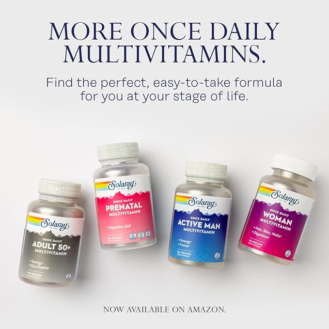 SOLARAY Once Daily High Energy Multivitamin for Women and Men - Energy Supplements - Immune Support w/Vitamin C, A, D and E, Vitamin B Complex, Trace Minerals, 60-Day Guarantee, 180 Serv, 180 VegCaps