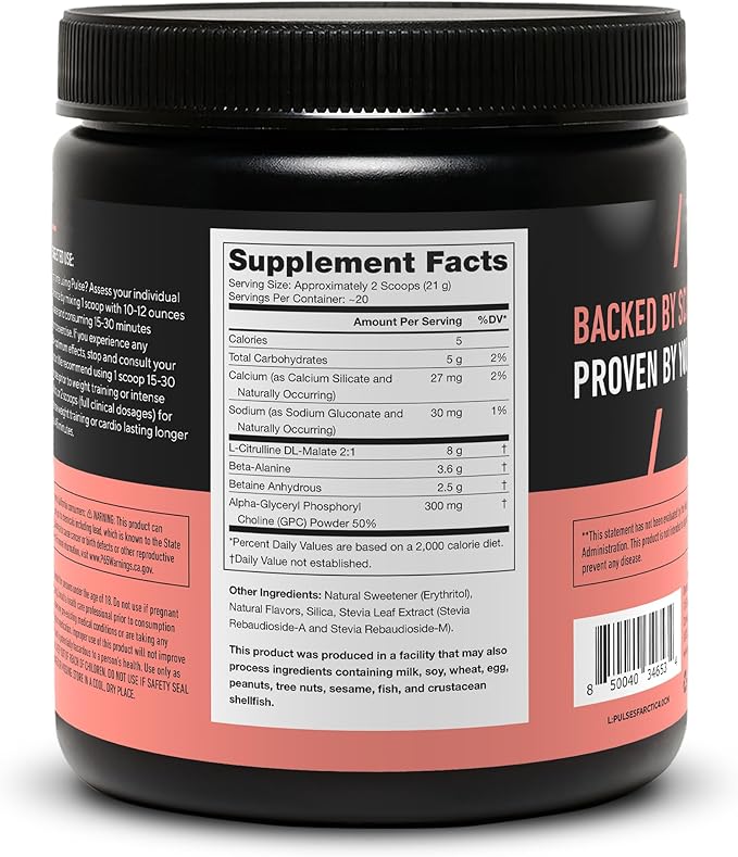LEGION Pulse Pre Workout Supplement - All Natural Nitric Oxide Preworkout Drink to Boost Energy, Creatine Free, Naturally Sweetened, Beta Alanine, Citrulline, Alpha GPC (Caffeine Free Arctic Blast)