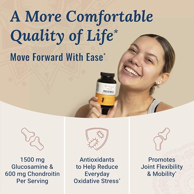 MoveWell by LiveConscious Glucosamine Chondroitin with MSM, Hyaluronic Acid, and More | Joint Health Supplement (2-Pack)