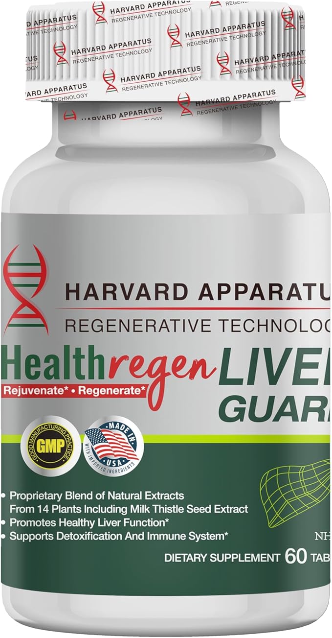 Harvard Apparatus Regenerative Liver Guard 60 Tablets - Liver Cleanse Detox & Repair, Fatty Liver Support Renew Supplement, 14+ Herbs with Silymarin Milk Thistle, Artichoke, Dandelion and More