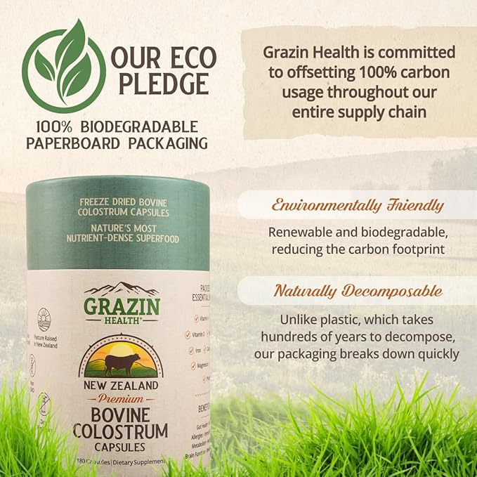 Grass Fed Bovine Colostrum: 3000Mg per Serving (500 mg per Capsule) (30 Servings)