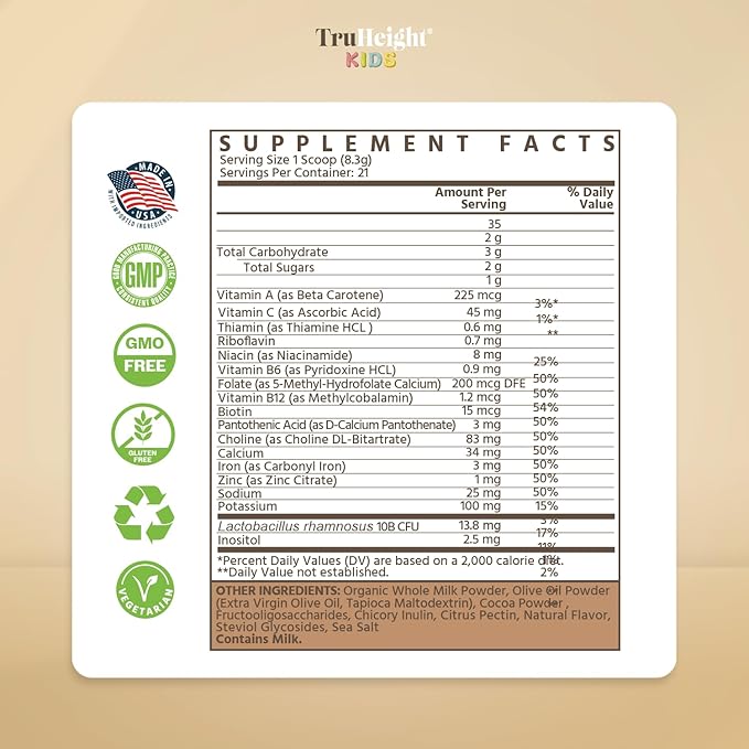 TruHeight Toddler Advanced Formula+ (Chocolate) 16 Vitamins Including Protein, Vitamin C, D, & Iron for 1, 2, 3 Years Old, Pediatric Endorsed Nutritional Drink, Toddler Complete Nutrition 12-36 Months