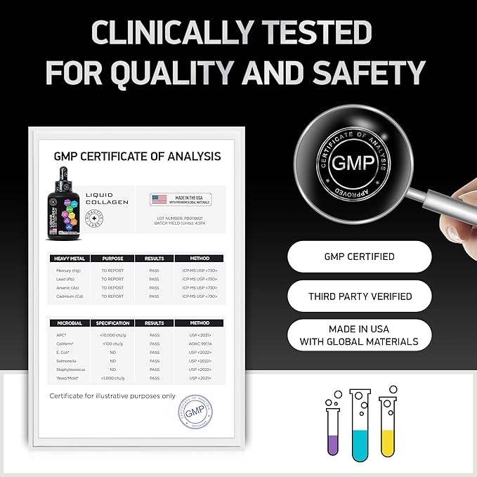 Hydrolyzed Liquid Collagen Peptides and Biotin - Hair Skin and Nails Collagen and Biotin Drops Supplement - Collagen Liquid for Women and Men - Lemon Collagen Type 1 and 3 Biotin Drop - 60ml