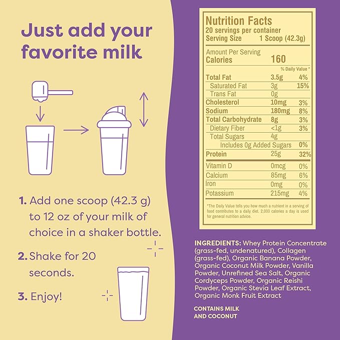 FlavCity Protein Powder Smoothie, Vanilla - 100% Grass-Fed Whey Protein Smoothie with Collagen (25g of Protein) - Gluten Free & No Added Sugars (29.84 oz)
