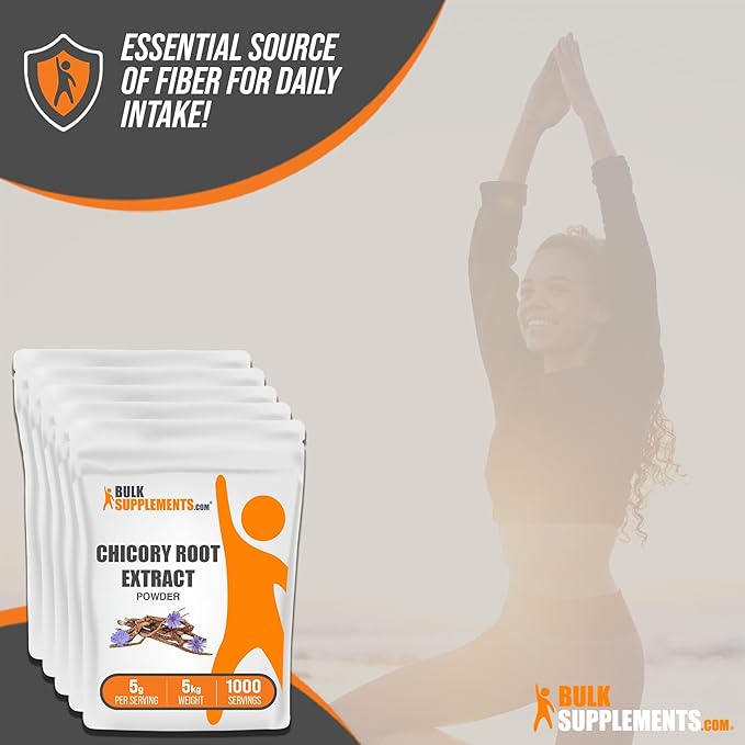 BulkSupplements.com Chicory Extract Powder - Chicory Root Supplement, Chicory Root Powder - Fiber Supplement, Gluten Free, 5g per Serving, 5kg (11 lbs) (Pack of 5)