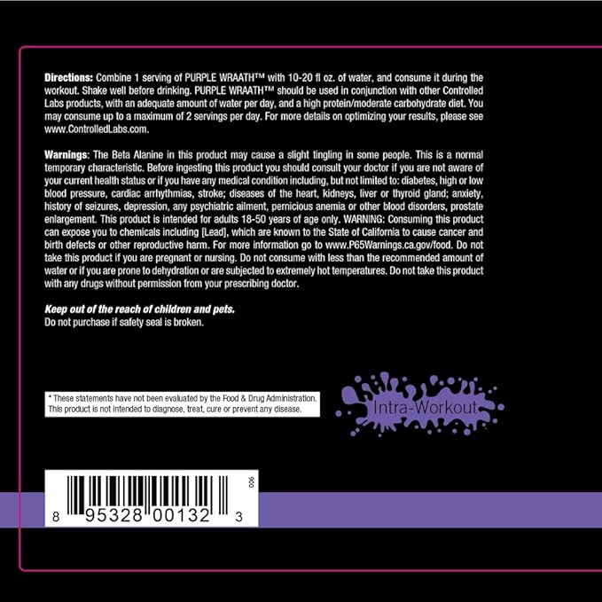 CONTROLLED LABS Purple Wraath, BCAA and EAA Amino Acid Supplement, with Endurance Blend Intra Workout Powder, Optimal Endurance, Focus, and Stamina (Pineapple, 90 Servings)