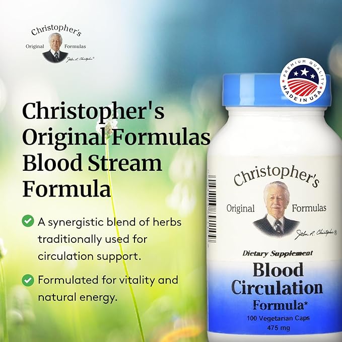 Christopher's Original Formulas Blood Circulation Formula Capsules, Herbal Supplement for Cardiovascular & Circulatory Wellness, 100 Capsules