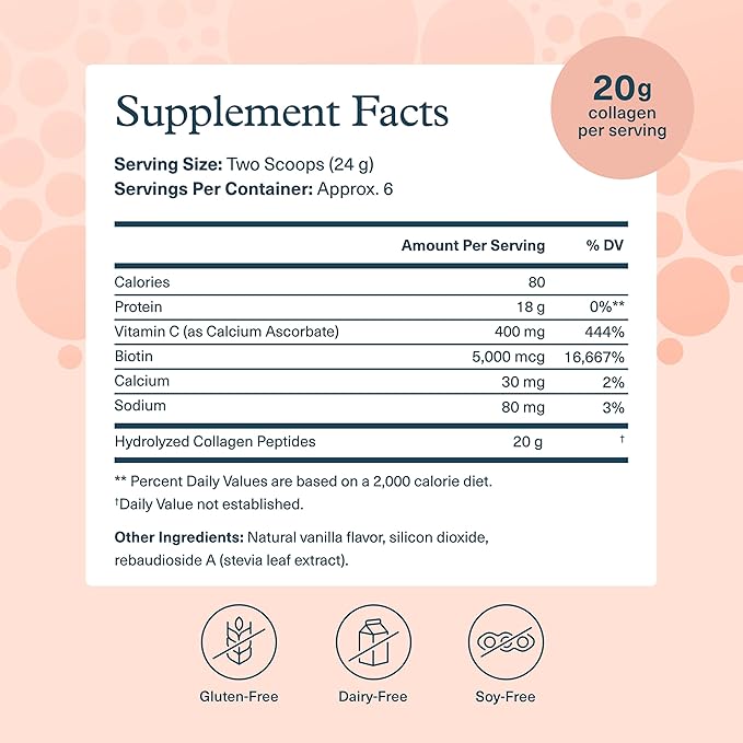 Youtheory Collagen Powder - Premium Collagen Supplement with Vitamin C & Biotin - Supports Healthy Hair, Nails, Skin & Joints* - Dairy, Soy & Gluten Free - Vanilla, 4.7 oz