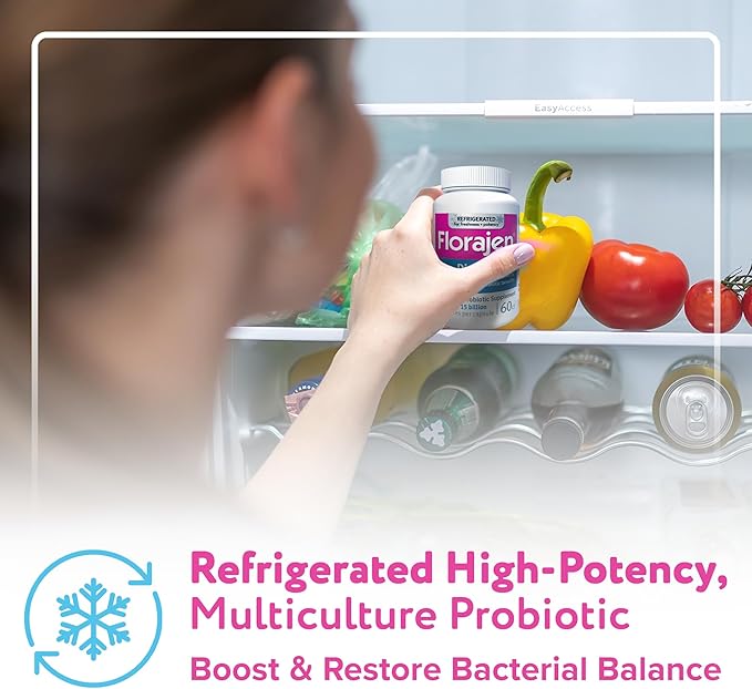 Florajen Digestion Probiotics (Refrigerated) - Advanced Gas & Bloat Supplement with Lactobacillus, Supports Gut Health, Unbloat & Good Flora, Adult Daily Probiotics for Constipation, 60 Count