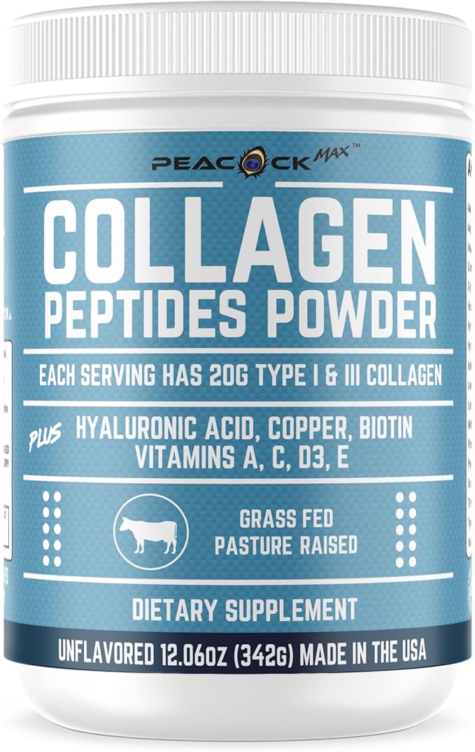 Multi Collagen Peptides Powder 12.06 oz - Unflavored Protein Powder, Hydrolyzed Collagen Peptides with Hyaluronic Acid, Copper, Biotin & Multivitamin for Nail, Skin, Hair & Gut Health