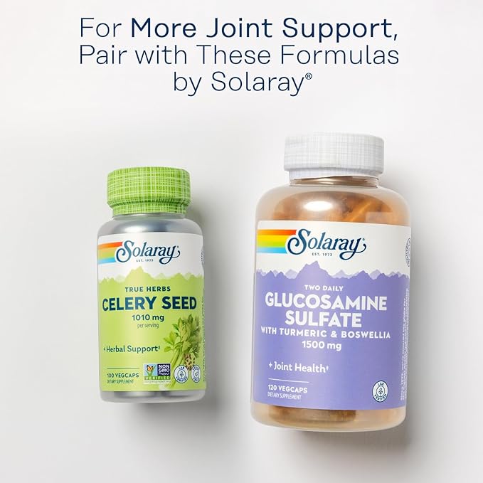 Solaray Glucosamine Chondroitin Hyaluronic Acid, Healthy Bone and Joint Support Supplement Plus Vitamin C for Enhanced Absorption, Lab Verified, 60-Day Guarantee, 60 Servings, 180 VegCaps