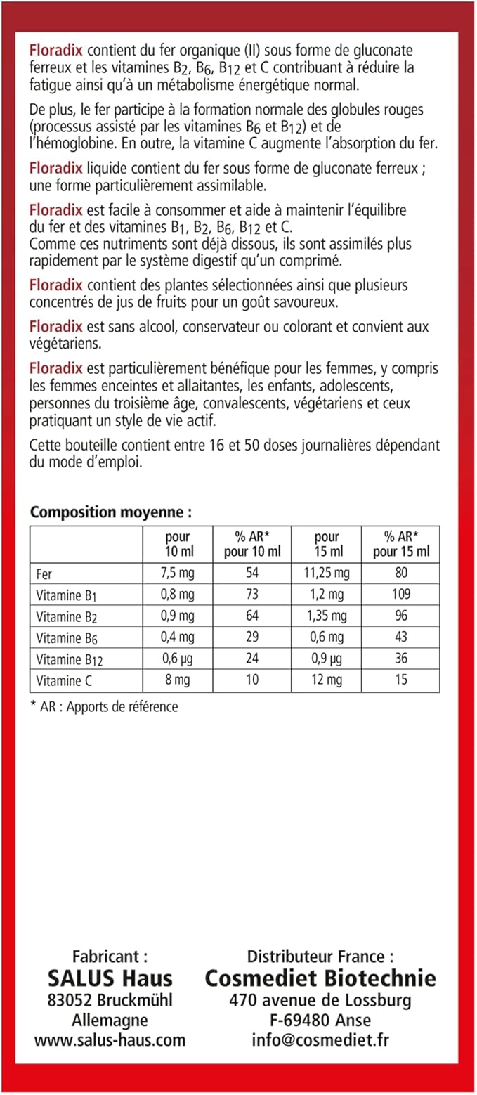 Floradix Liquid Iron and Vitamin Formula 250ml