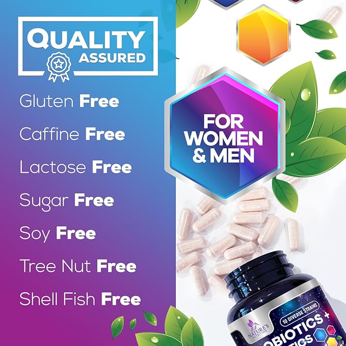 Daily Probiotic and Acidophilus Supplement 60 Billion CFU 10 Strains Capsule for Women & Men - Digestive Gut & Immune Health Support - Supports Occasional Constipation, Gas & Bloating - 60 Capsules