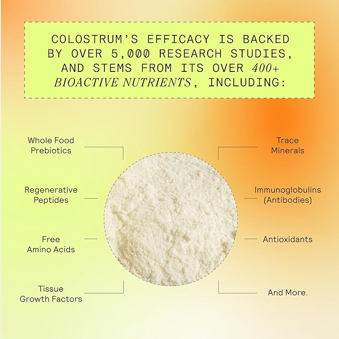 ARMRA Colostrum™ Premium Powder, Grass Fed, Gut Health Bloating Immunity Skin & Hair, Contains 400+ Bioactive Nutrients, Potent Bioavailable, Keto, Gluten & Fat Free (Unflavored | 60 Servings)