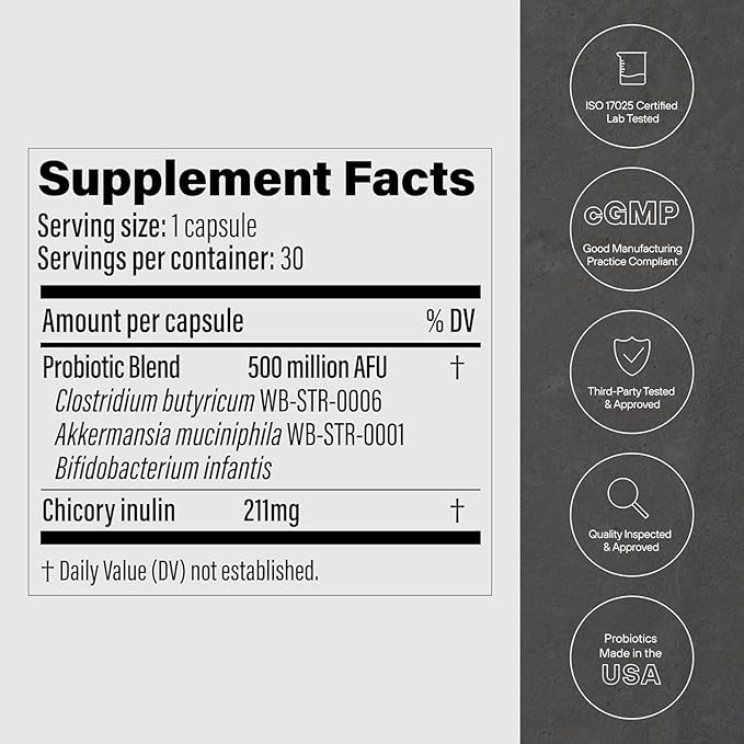 60 PCS GLP-1 Probiotic - AFU Multi-Strain Probiotic + Prebiotic, Naturally Support GLP-1 Production & Curb Appetite, Delayed Release, Third-Party Tested, for Men & Women (60 Capsules, 1-Pack)-T52