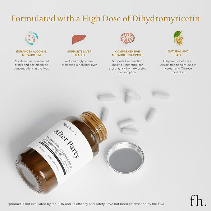 After Party DHM Dihydromyricetin Supplement | Supports Liver, Metabolism, Energy Levels, Post-Celebration Relief | Feel Refreshed, 650mg Per Pill | 3 Bottles, 72 Servings