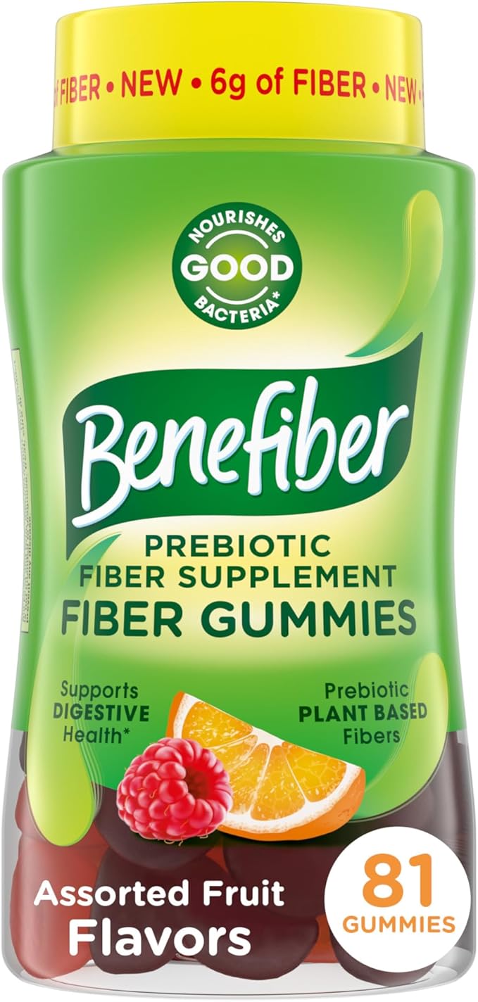 Benefiber Prebiotic Fiber Supplement Gummies for Digestive Health, Assorted Fruit Flavor - 81 Count