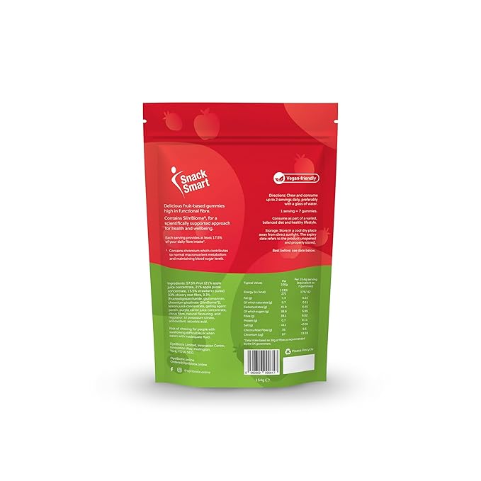 Fruit Fiber Gummies, 7 Pieces, 6g Fiber Per Pouch, Vegan, No Added Sugar