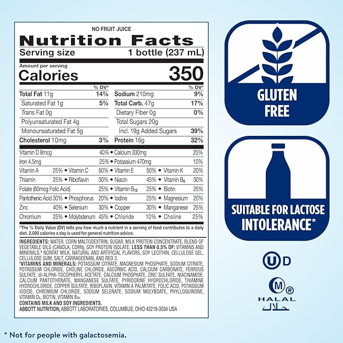 Ensure Plus Strawberry Nutrition Shake With Fiber | Meal Replacement Shake | Ready To Drink | 16g Protein and 27 Vitamins and Minerals | 8 fl oz - 24 Pack
