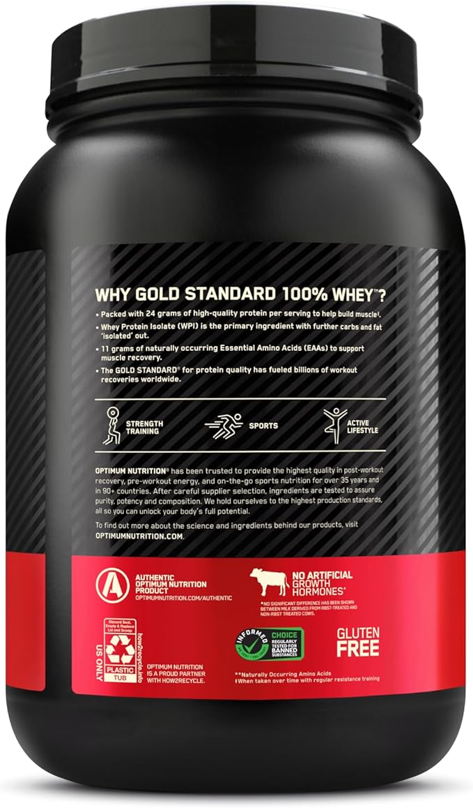 Optimum Nutrition Gold Standard 100% Whey Protein Powder, Chocolate Peanut Butter, 2 Pound (Packaging May Vary)