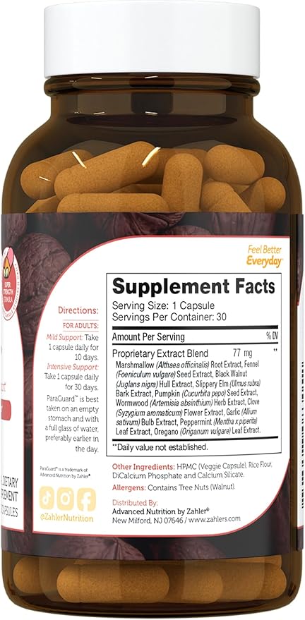 Zahler - ParaGuard Capsules - Gut Health Supplement - Formula has Wormwood, Garlic Bulb, Pumpkin Seed, Clove & More - Natural Support for Humans - Certified Kosher 30 Count