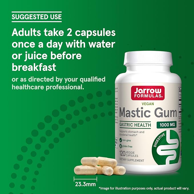 Jarrow Formulas Mastic Gum 1000 mg, Dietary Supplement for Gastrointestinal Health Support, 120 Veggie Capsules, 60 Day Supply, Pack of 12