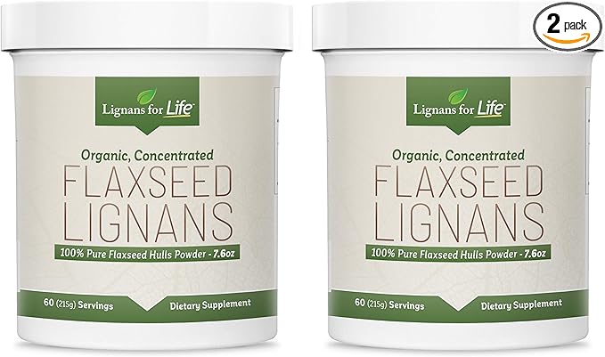 Lignans for Life - Natural Bulk Ground Flaxseed Powder - Omega 3 & 6 Fatty Acids Filled High Fiber Antioxidants - Support Healthy Heart & Hair, Healthy Immune System - 60 Servings 80mg per tab, 2 Pack