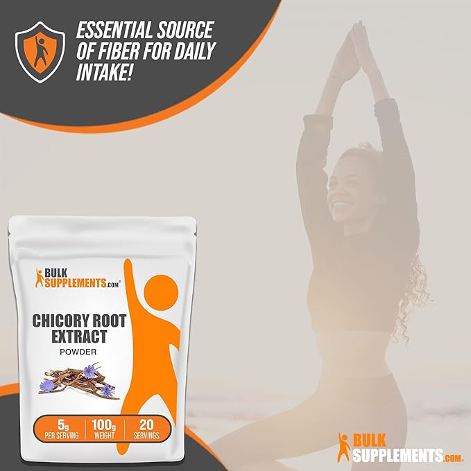 BulkSupplements.com Chicory Extract Powder - Chicory Root Supplement, Chicory Root Powder - Fiber Supplement, Gluten Free, 5g per Serving, 100g (3.5 oz) (Pack of 1)