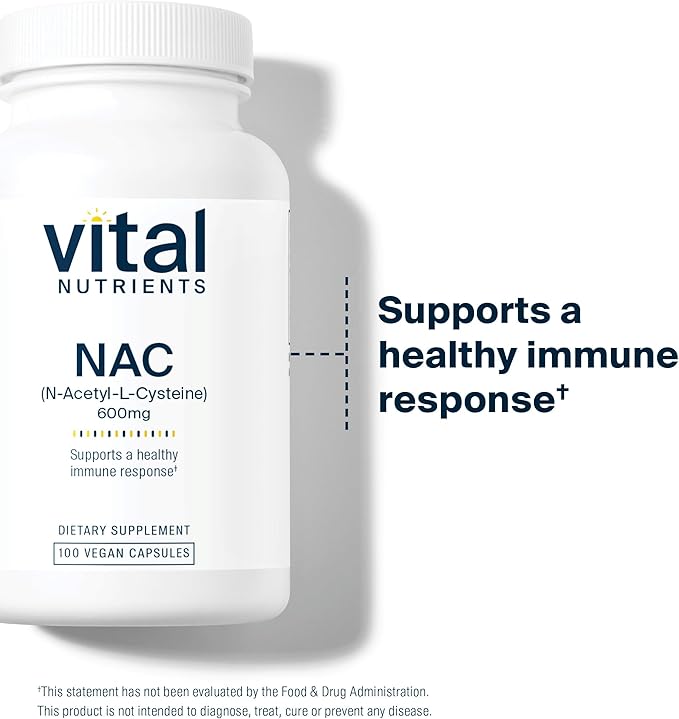 Vital Nutrients NAC 600mg | N-Acetyl Cysteine | Vegan NAC Supplement | Antioxidant for Sinus, Liver, Immune, and Respiratory Health* | Gluten, Dairy, Soy Free | 100 Capsules
