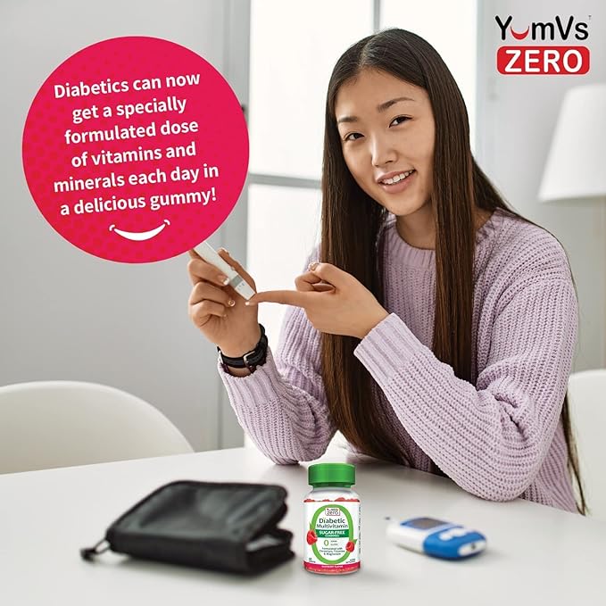 YumVs Multivitamin Gummies | Sugar Free Supplement Vitamins for Women & Men | Chromium, Thiamine and Magnesium | Natural Raspberry Flavor Chewables - 60 Count - (Pack of 2)