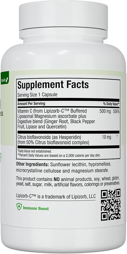 Liposomal Vitamin C - Liposomal VIT C - 500mg Capsules with Digestive Blend - Highly Absorbable High Dose VitaminC - Non GMO Kosher Vegetarian Doctor-Formulated Immune Support Supplement (90 Count)